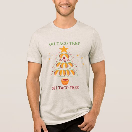 Oh Taco Tree kerstboom voor Taco liefhebbers Tri-Blend Shirt (Voorkant)