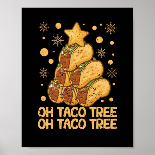 Oh Taco Tree Kerstpyjama Xmas Mexicaans voedsel Poster (Voorkant)
