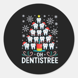 Oh Tandartsboom - Grappige Kerstboom Tandheelkundi Ronde Sticker
