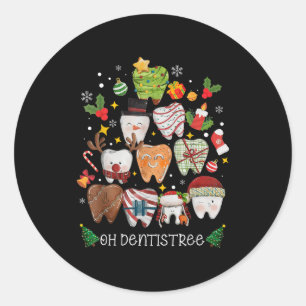 Oh Tandartsboom Kerstmis Tandheelkundig Grappige T Ronde Sticker