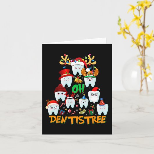 Oh Tandheelkundige Leuke Kerstboom Tandheelkundige Kaart (Gele Bloem)