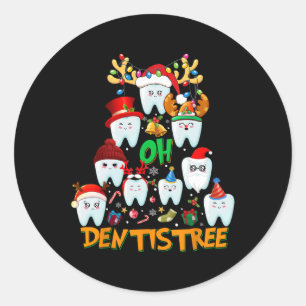 Oh Tandheelkundige Leuke Kerstboom Tandheelkundige Ronde Sticker
