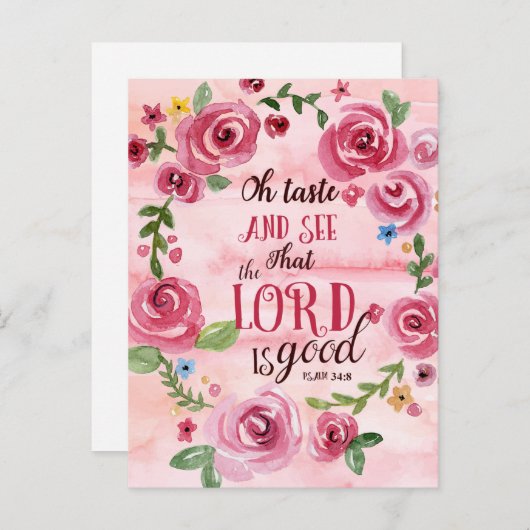 Oh Taste en zie dat de Heer goed is, 34:8. Briefkaart (Voorkant / Achterkant)