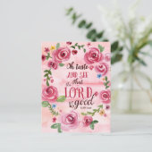 Oh Taste en zie dat de Heer goed is, 34:8. Briefkaart (Staand voorkant)