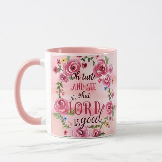 Oh Taste en zie dat de Heer goed is, 34:8 Mok (Links)