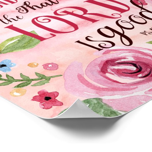 Oh Taste en zie dat de Heer goed is, 34:8. Poster (Hoek)