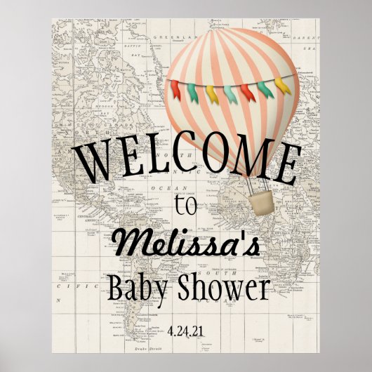 Oh the Places she'll Go Ballon Welkom Bord Poster (Voorkant)