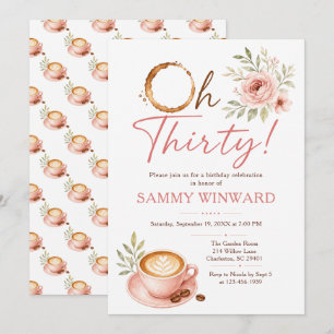 Oh Thirty Coffee Floral 30e Verjaardag Kaart