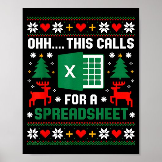 Oh This Calls For A Spreadsheet Christmas Santa Ex Poster (Voorkant)