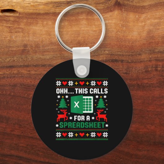 Oh This Calls For A Spreadsheet Christmas Santa Ex Sleutelhanger (Voorkant)