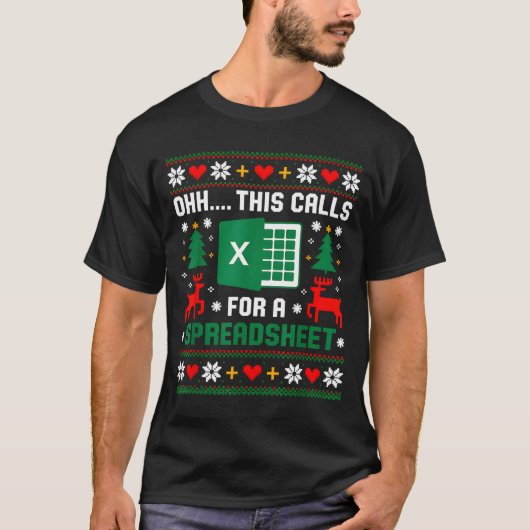 Oh This Calls For A Spreadsheet Christmas Santa Ex T-shirt (Voorkant)