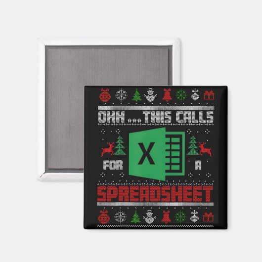 Oh This Calls For A Spreadsheet Christmas Sweater Magneet (Voorkant / Achterkant)