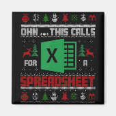 Oh This Calls For A Spreadsheet Christmas Sweater Magneet (Voorkant)