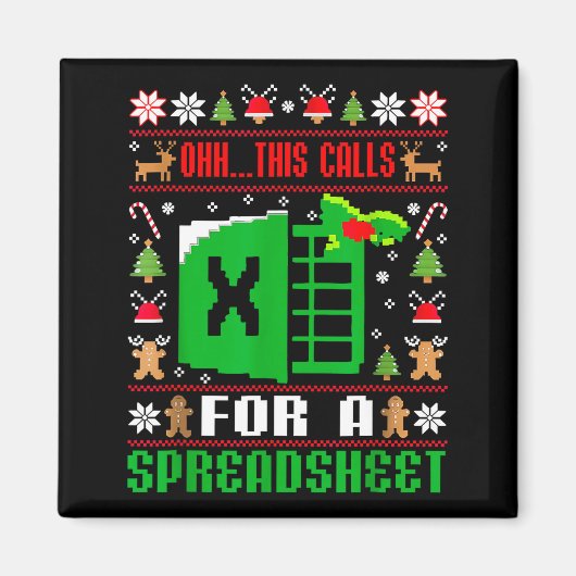Oh This Calls For A Spreadsheet Christmas Sweater  Magneet (Voorkant)