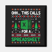 Oh This Calls For A Spreadsheet Christmas Sweater Magneet (Voorkant)