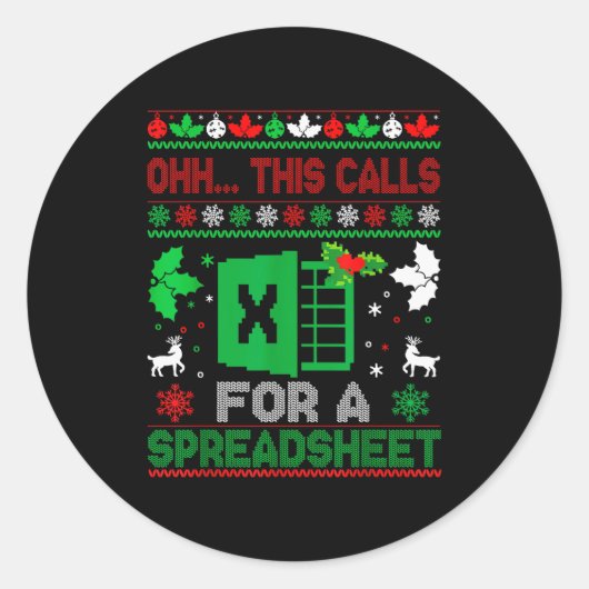 Oh This Calls For A Spreadsheet Christmas Sweater Ronde Sticker (Voorkant)