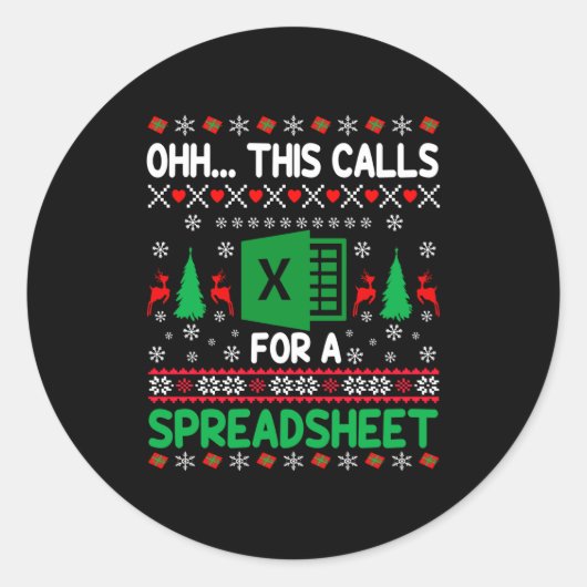 Oh This Calls For A Spreadsheet Christmas Sweater Ronde Sticker (Voorkant)