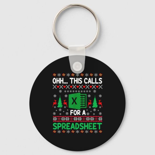 Oh This Calls For A Spreadsheet Christmas Sweater  Sleutelhanger (Voorkant)