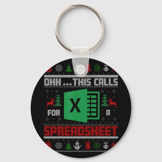 Oh This Calls For A Spreadsheet Christmas Sweater  Sleutelhanger (Voorkant)