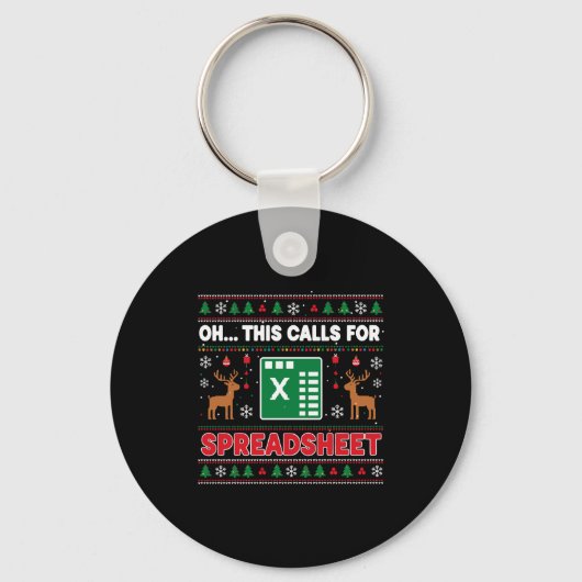 Oh This Calls For A Spreadsheet Christmas Sweater Sleutelhanger (Voorkant)