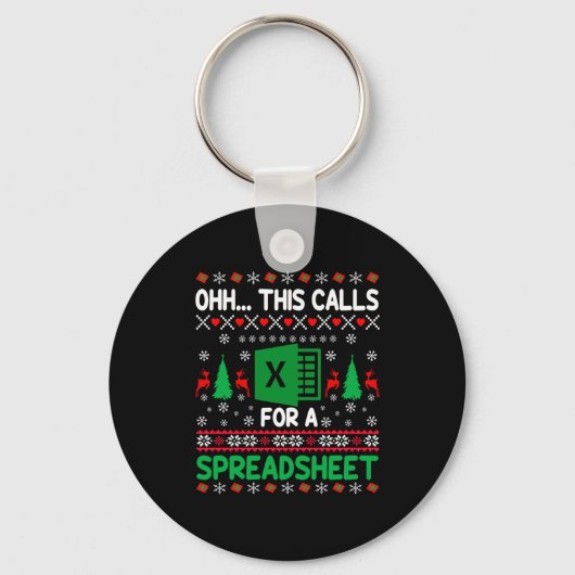 Oh This Calls For A Spreadsheet Christmas Sweater  Sleutelhanger (Voorkant)