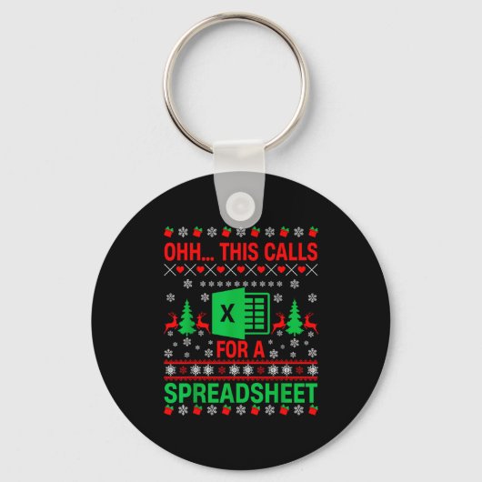 Oh This Calls For A Spreadsheet Christmas Sweater  Sleutelhanger (Voorkant)