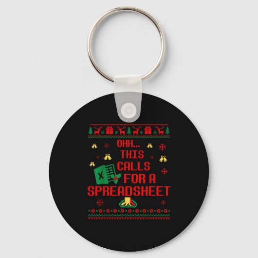 Oh This Calls For A Spreadsheet Christmas Sweater Sleutelhanger (Voorkant)