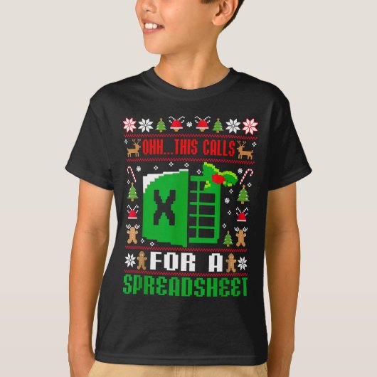 Oh This Calls For A Spreadsheet Christmas Sweater T-shirt (Voorkant)
