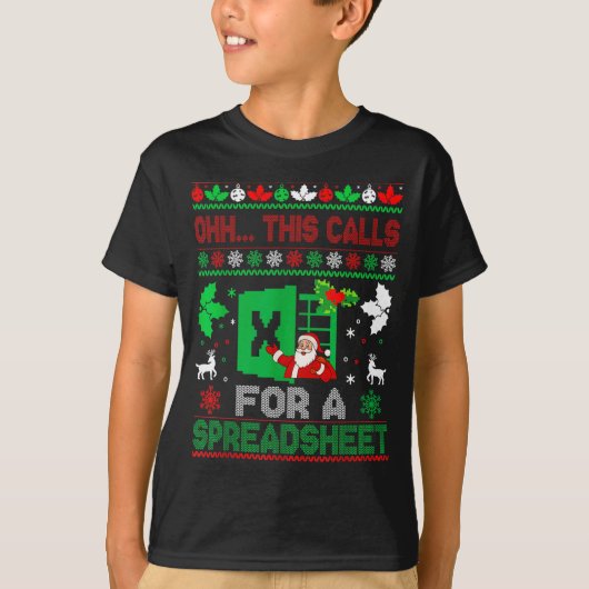 Oh This Calls For A Spreadsheet Christmas Sweater T-shirt (Voorkant)