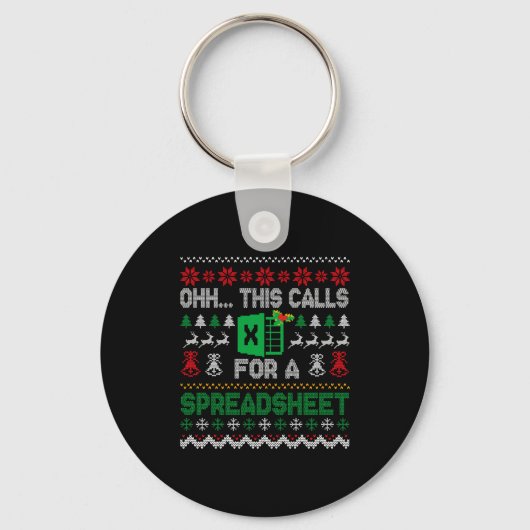 Oh This Calls For A Spreadsheet Ugly Christmas Swe Sleutelhanger (Voorkant)