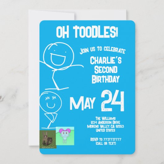 Oh, Toodles | Sam & Friends Uitnodiging voor verja (Voorkant)