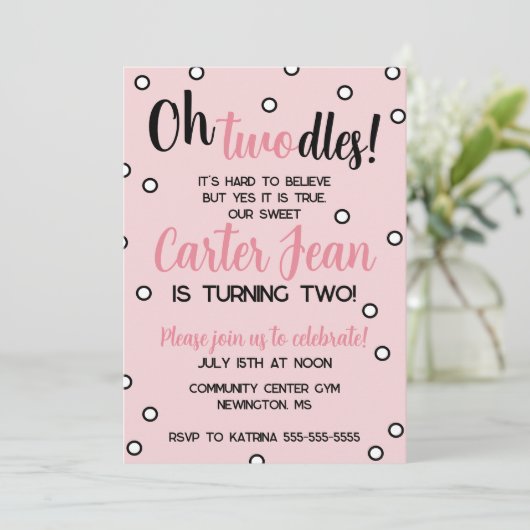 Oh Twodles tweede verjaardag roze feest (Staand voorkant)