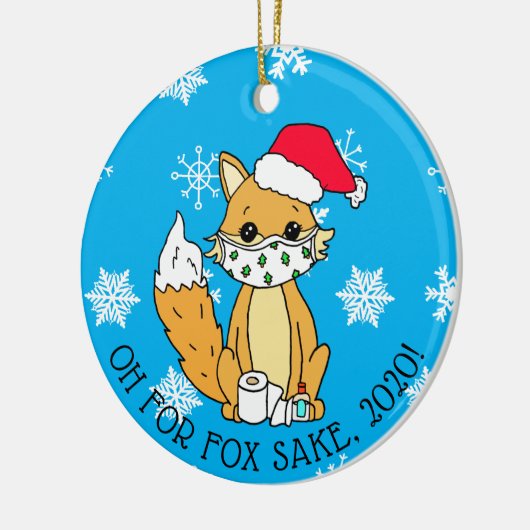 Oh voor Fox Sake, 2020, Grappig Happy Nieuwjaar Keramisch Ornament (Links)