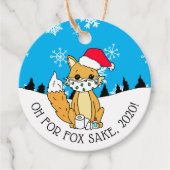 Oh voor Fox Sake, 2020, grappige Kerstmis Bedankjes Labels (Voorkant)
