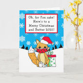 Oh voor Fox Sake, 2020, Grappige Kerstmis Kaart (Gele Bloem)