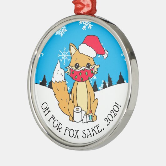 Oh voor Fox Sake, 2020, grappige Kerstmis Metalen Ornament (Links)