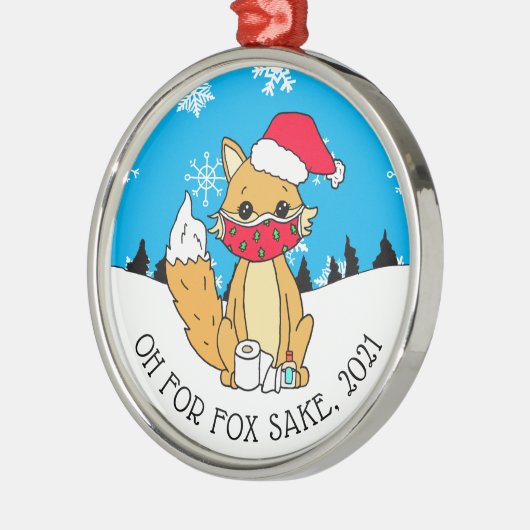 Oh voor Fox Sake, 2021 grappige Kerstmis Metalen Ornament (Links)