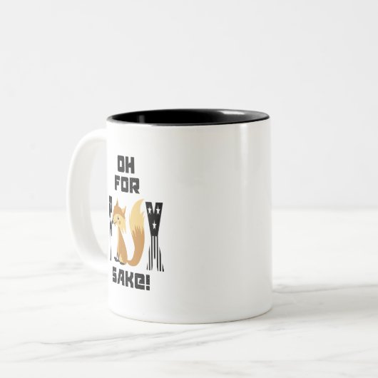 Oh voor Fox Sake grappige Fox grap Tweekleurige Koffiemok (Voorkant links)