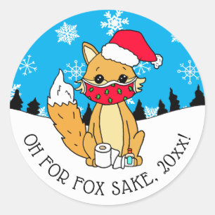 Oh voor Fox Sake, grappige Kerstmis Ronde Sticker