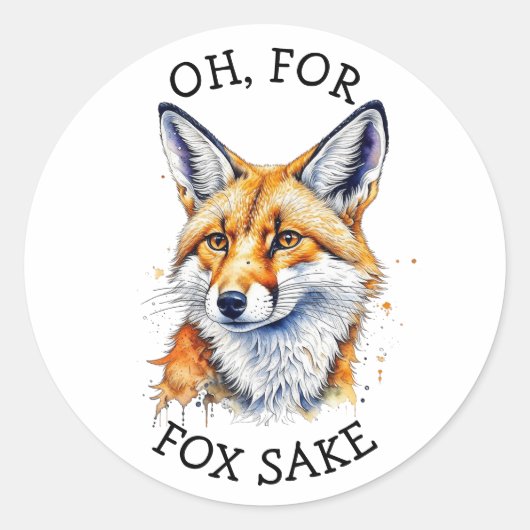 Oh, voor Fox Sake! Grappige Waterverf Ronde Sticker (Voorkant)