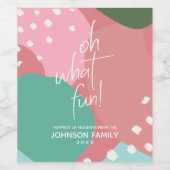 Oh wat een Abstracte kerst met kleurrijke mod Wijn Etiket (Enkel label)