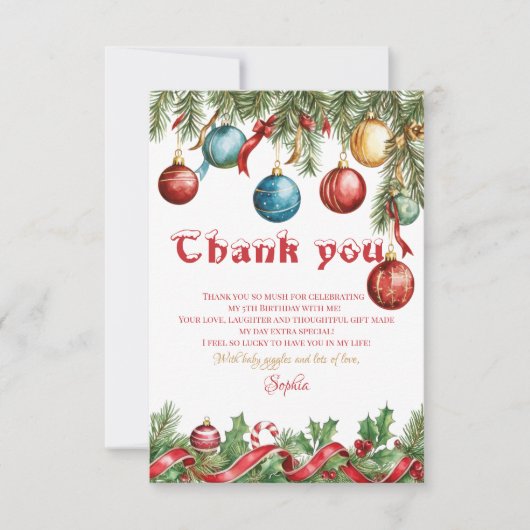 Oh Wat Een Feest Kerst Verjaardagsuitnodiging Bedankkaart (Voorkant)