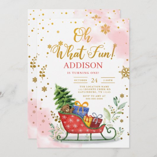 Oh Wat een feestelijke uitnodiging voor de winter  (Voorkant / Achterkant)