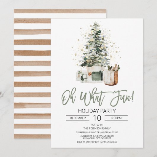 Oh Wat een feestelijke uitnodiging voor kerstfeest (Voorkant / Achterkant)
