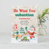 Oh wat een feestelijke uitnodiging voor kerstfeest (Staand voorkant)