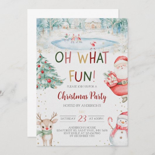 Oh Wat een feestelijke uitnodiging voor kerstfeest (Voorkant / Achterkant)