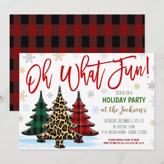 Oh Wat een feestelijke uitnodiging voor kerstfeest (Voorkant / Achterkant)