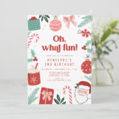 Oh wat een feestelijke uitnodiging voor kerstfeest (Staand voorkant)