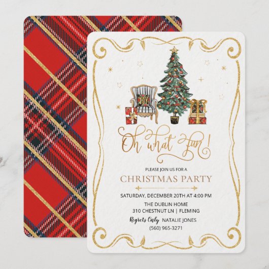 Oh Wat een feestelijke uitnodiging voor kerstfeest (Voorkant / Achterkant)