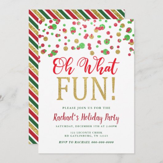 Oh Wat een feestelijke uitnodiging voor kerstfeest (Voorkant / Achterkant)